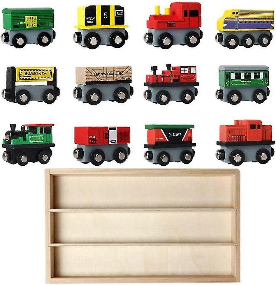 סט רכבות עץ לילדים Acsergery 12pcs / ערכה רכבות צעצוע מעץ אוסף רכבות ילדים מתנה מוקדמת
