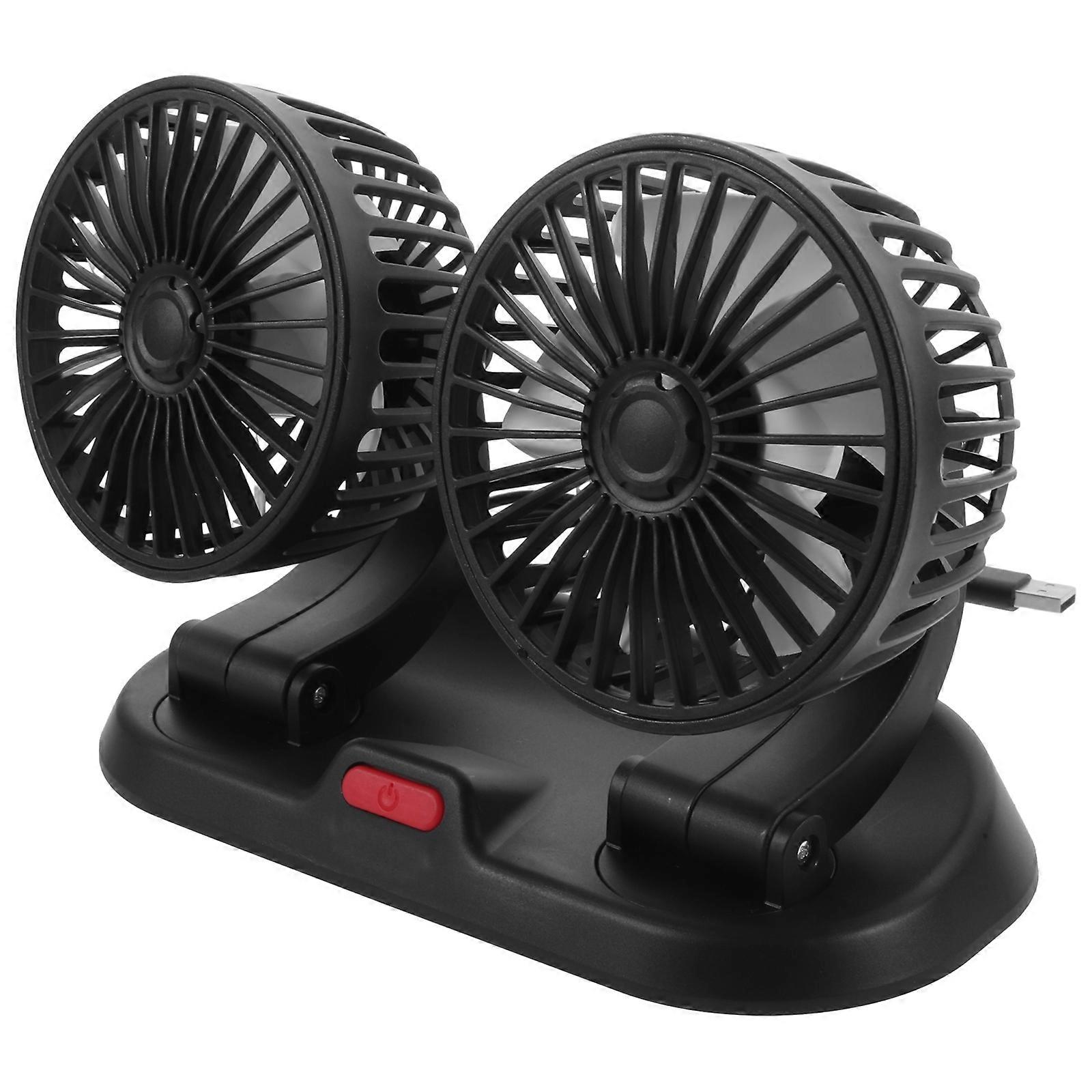 Car Double-head Fan Portable Auto Cooling Fan Rotatable Vehicle Air Circulation Fan