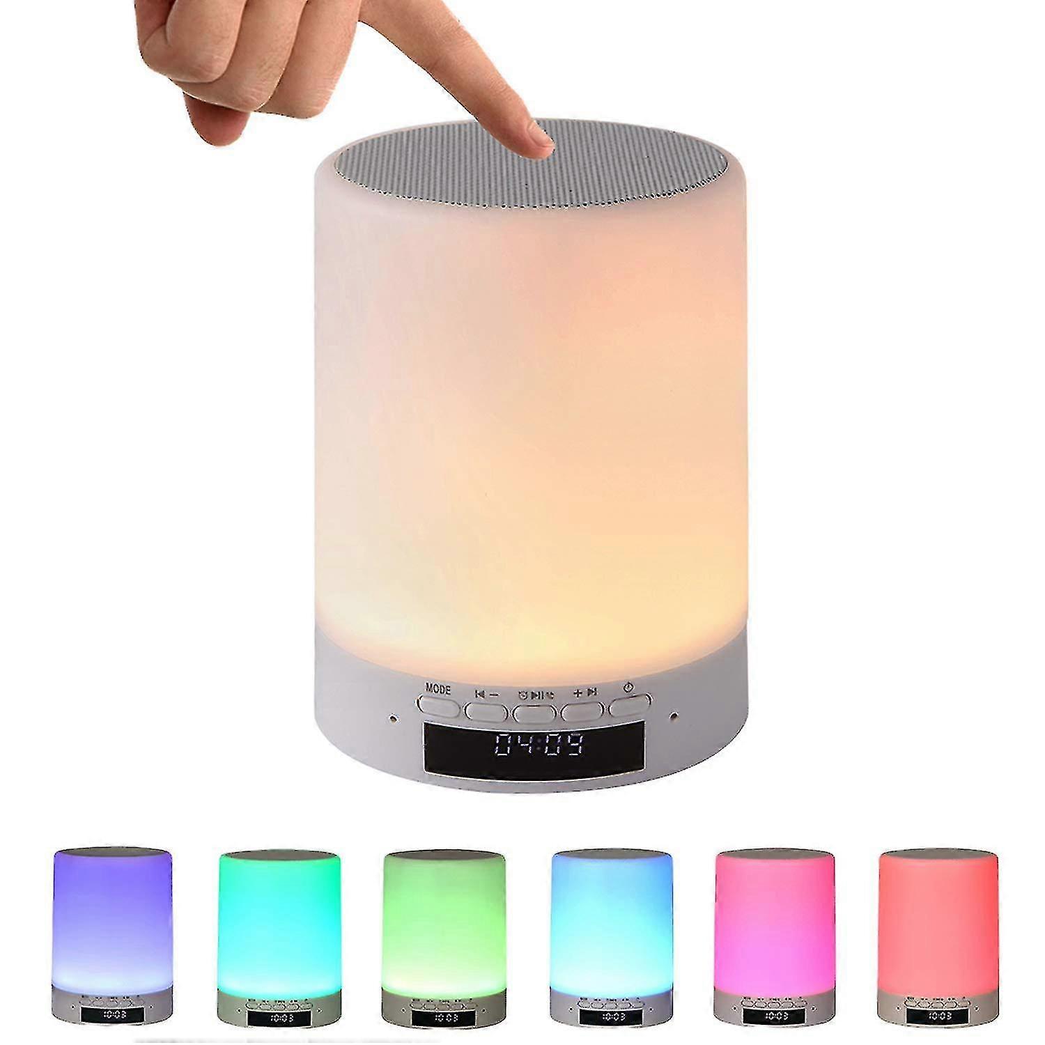 Led Light Speakers Wireless Bluetooth Speaker Alarm Clock Touch Control Night Light Speaker