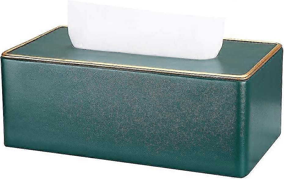 Rectangular Leather Tissue Box (dark Green)