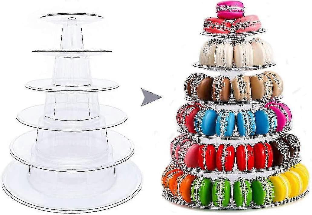 Macaron Tower Stand, 6 Tier Round Macaroon Holder Stand Multifunction Cupcake Cookie Dessert Display Shelf Rack Plastic Stand For Wedding Baby Shower