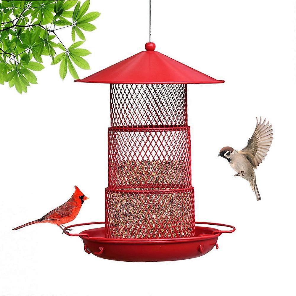 Bird Feeders for Outdoors, Bird Feeder Outside Hanging, Easy Clean and Fill, Adjustable Feeder with Sturdy Wire and Roof, Plastic, for Garden, Backyar