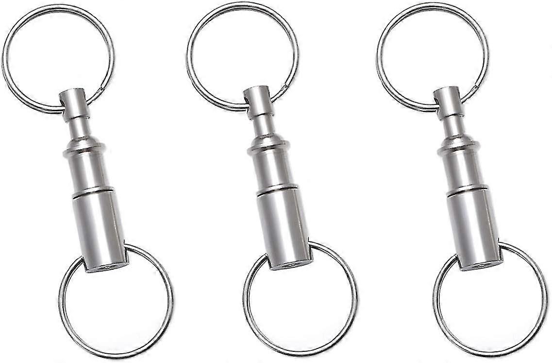 3 Pack Quick Release Detachable Pull Apart Key Rings Keychains,double Spring Split Snap Seperat