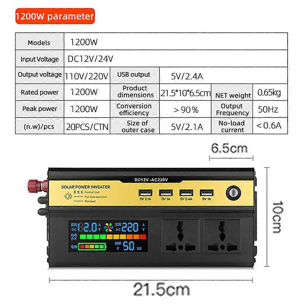 Peak 6000W Power Inverter DC 12V To AC 220V Converterr with USB Charger Universal Dual Socket Modified Sine Wave Car Inverter