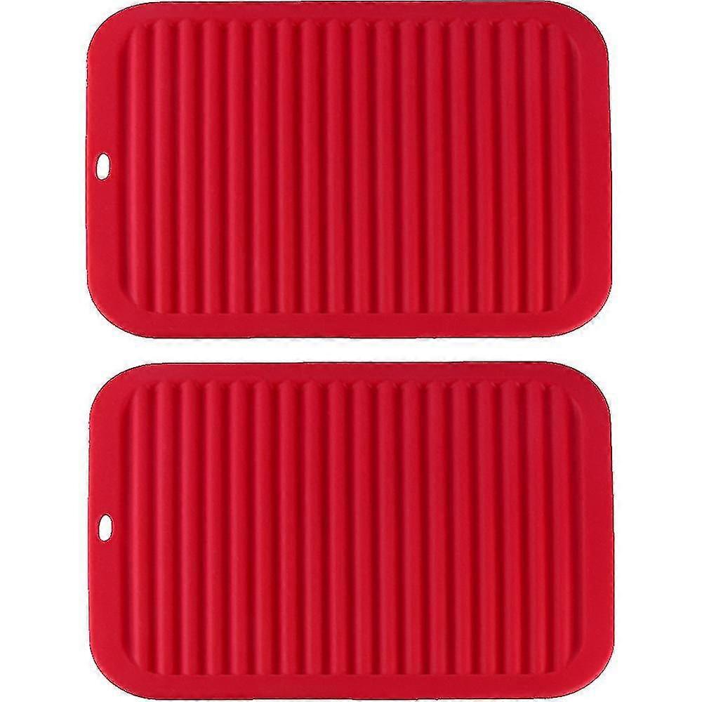 2pcs Silicone Multi-purpose Drying Trivet Mat, Tableware Drain Mat High Temperature Resistant, Dishwasher Safe