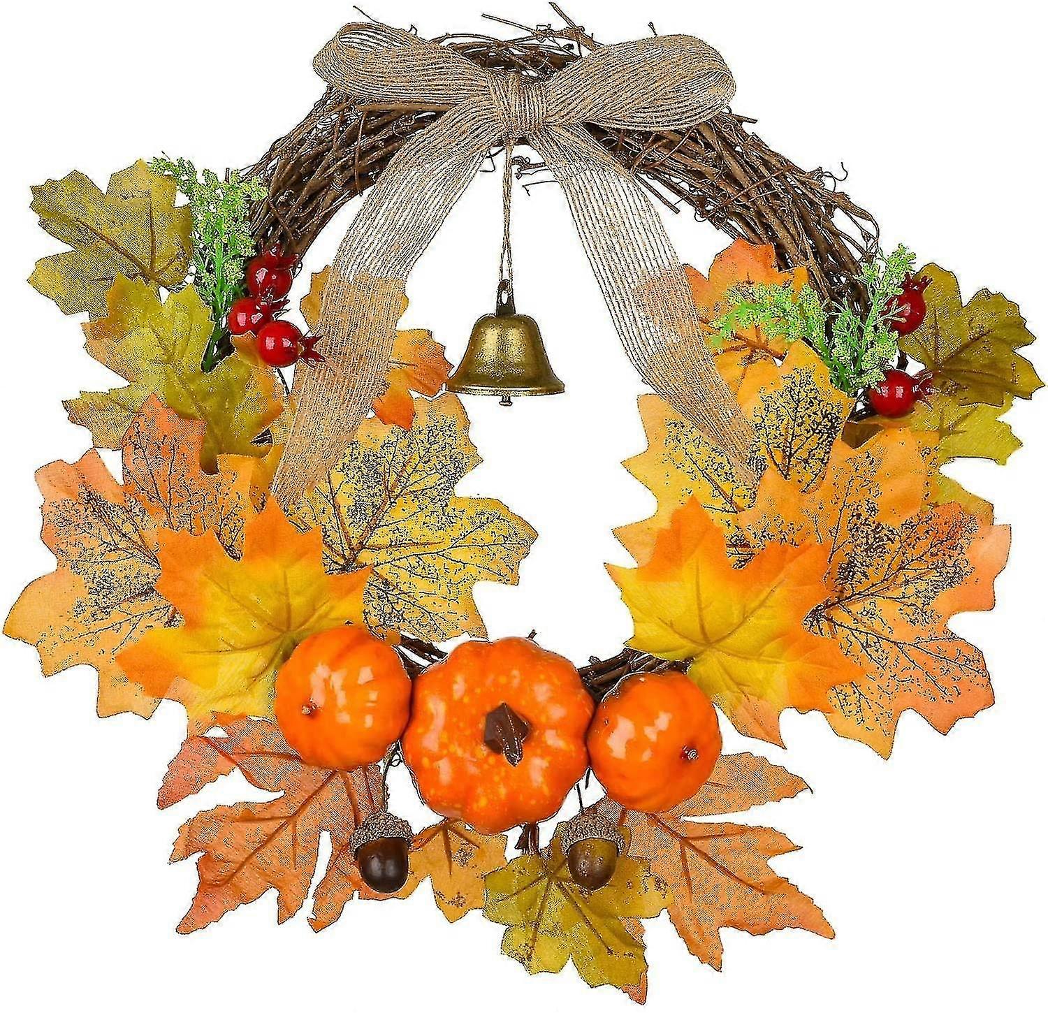 Autumn Wreath Front Door Decorations, Artificial Fall Wreath