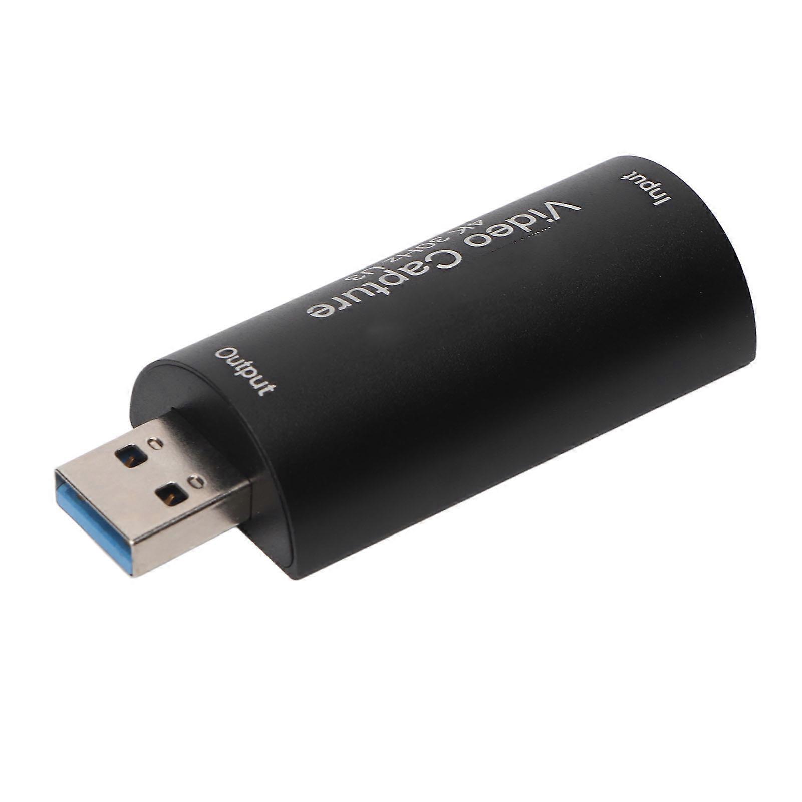 4K Video Capture Card HD Multimedia Interface to USB 2.0 Video Sound Capture Card for Live Streaming Gaming Black