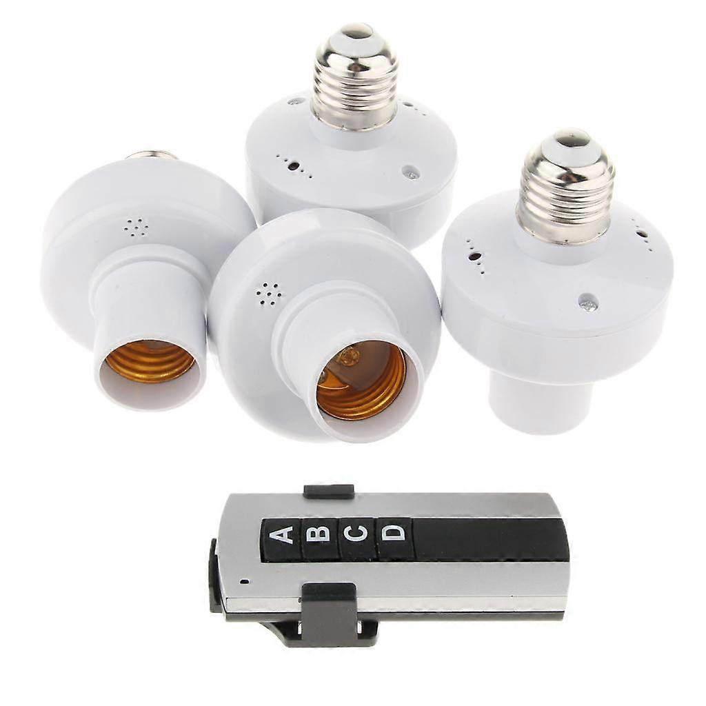 1 Control 4 Bases Wireless Remote Control Lamp Holder Bulb Socket Switch