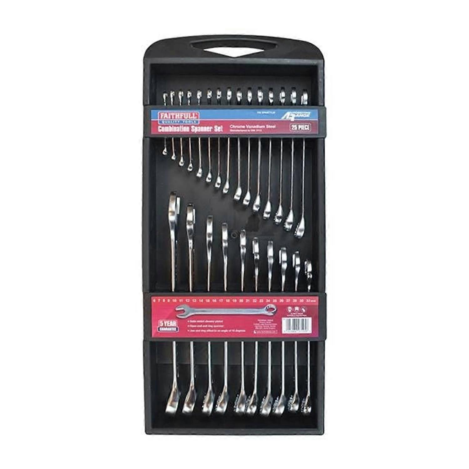 Chrome Vanadium Comb Spanner Set, 25 Piece