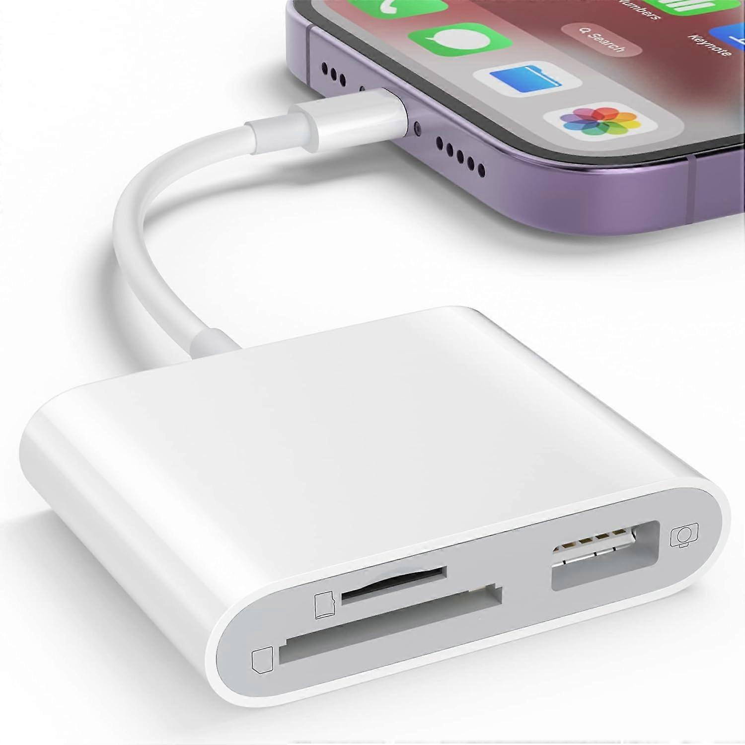 1 pcs SD Card Reader for iPhone, Memory Card Reader with USB Camera Adapter Plug and Play Trail Game Camera SD Card Viewer Supports SD and TF Card Mi