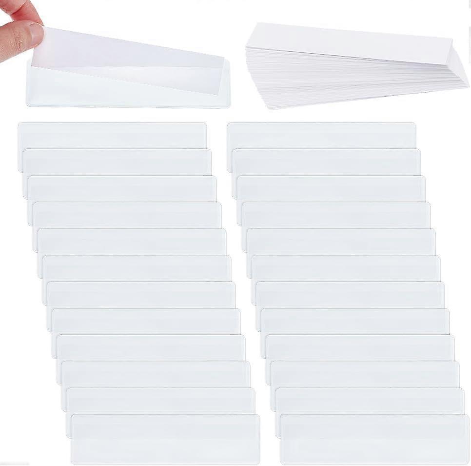 100 Sets Self-Adhesive Label Holder Clear Plastic Labels for Storage Bins Clear Shelf Tag Index Card Pockets with Paper Plastic Label Holders for Supe