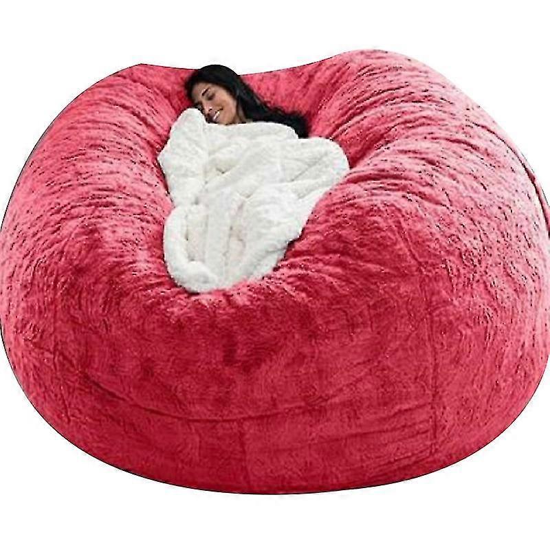 Lazy Sofa Bean Bag Artificial Fur Bean Bag Cover, Adult Living Room Furniture Big Round Soft Fluffy Faux Fur BeanBag Cover