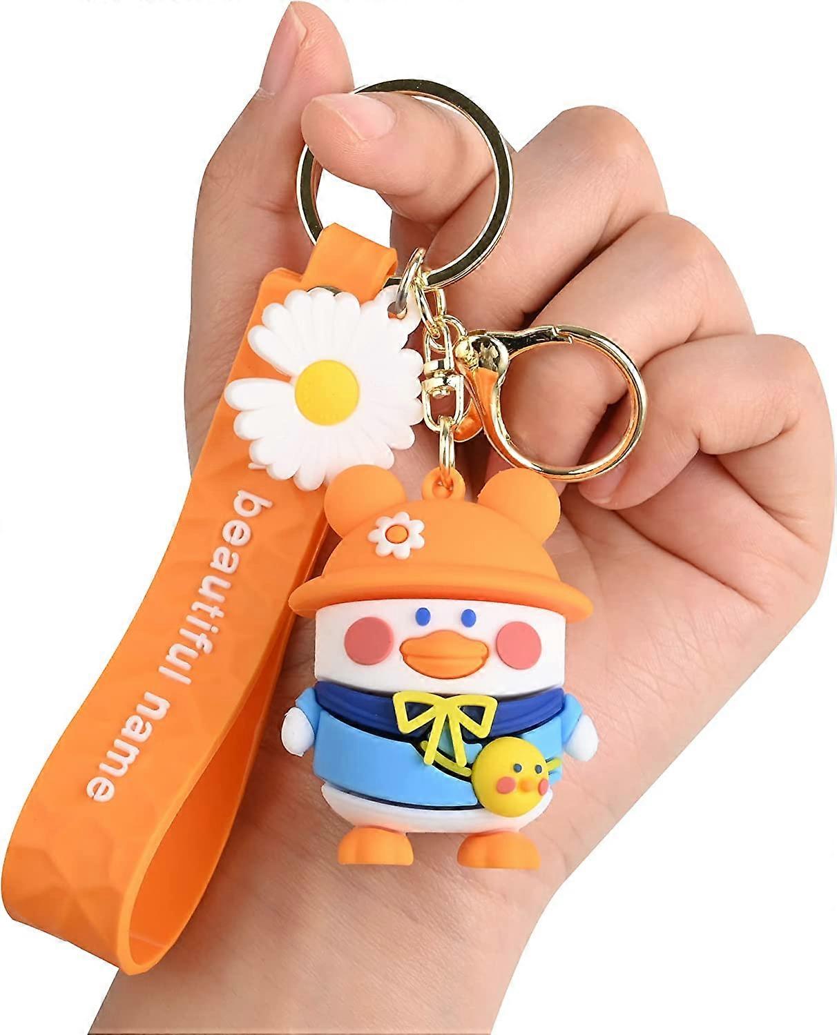 Cute and funny duck keychain with key ring and clasp for home keys and car keys