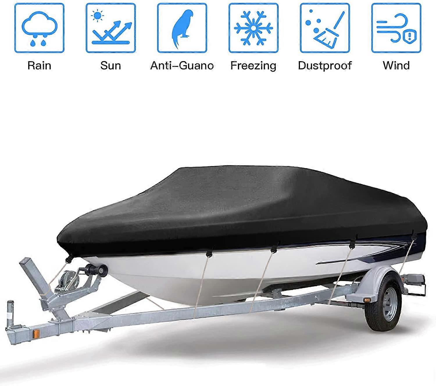 Durable Waterproof Black 210D Oxford Fabric Multi-Size Boat Cover