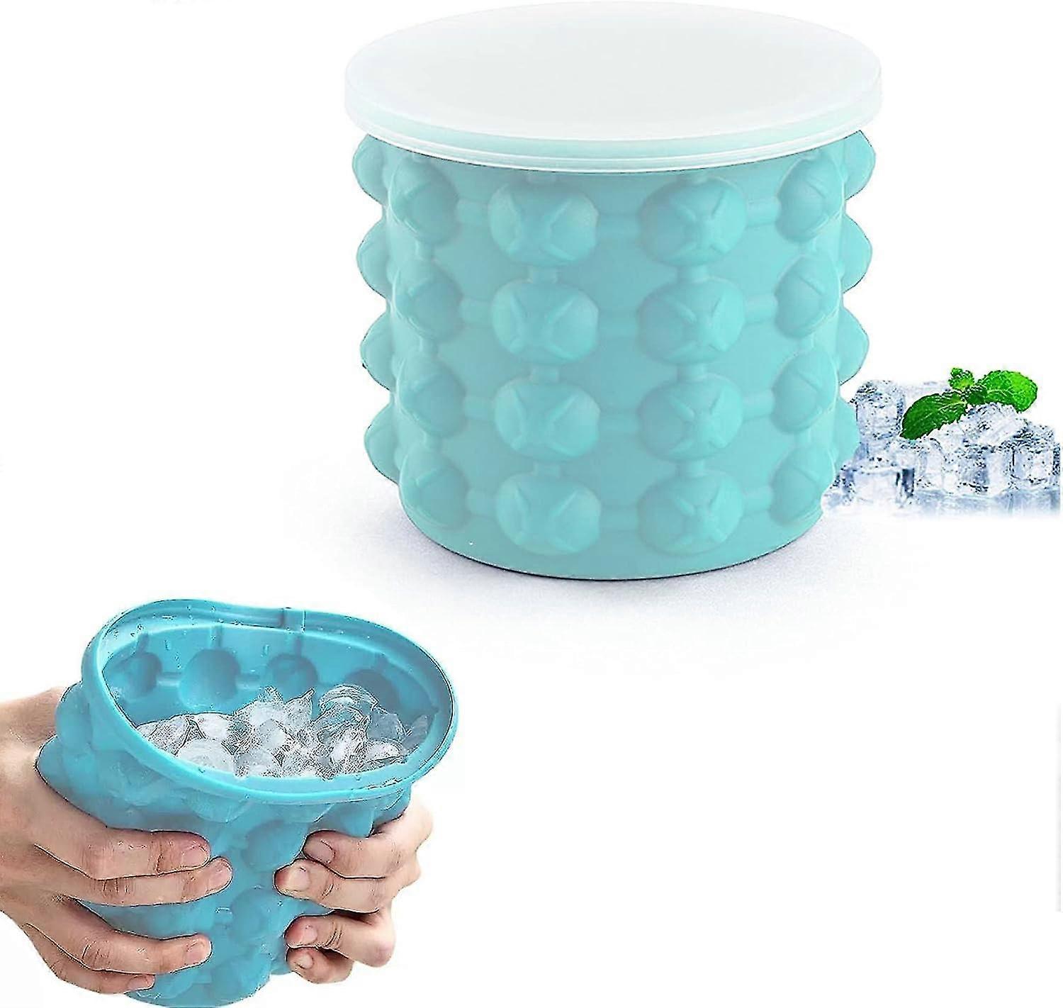 Ice Bucket, Ice Cube Mold With Lid, Silicone Ice Bucket, Ice Cube Maker, Reusable Ice Cube Tray For Cocktail Whiskey Family Party Kitchen (queen Size