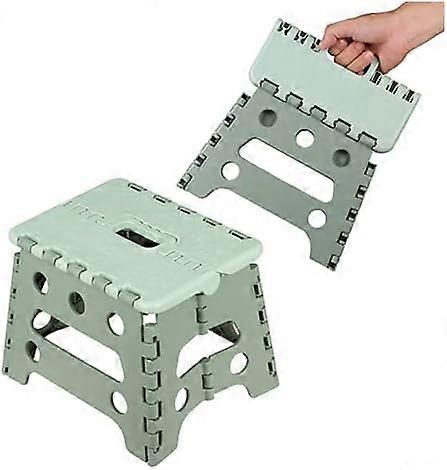 (18cm Height - Green)Plastic Portable Stool for Kids and Adults - High Quality Foldable Stool - Multifunctional Stools with Handle for Kitchen, Bathro