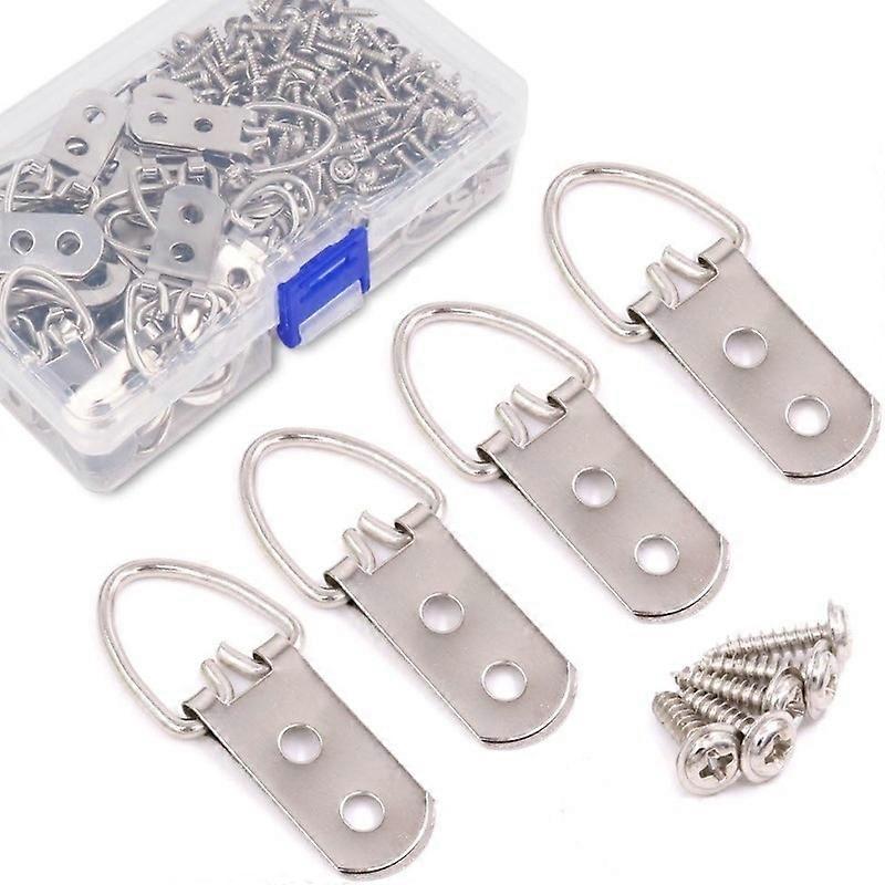 50 Pack Heavy Duty Double D-Hole Hooks with Screws for Hanging Watches, Paintings, Artwork