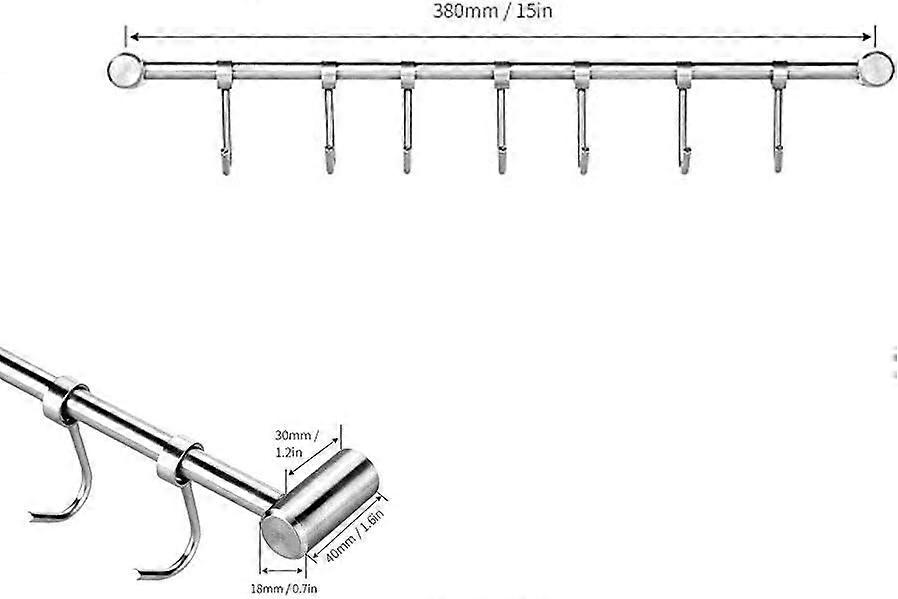 Kitchen Wall Rack - Utensil Wall Storage Rack with 7 Hooks