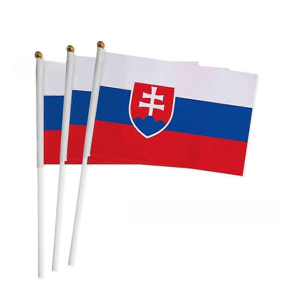50pc سلوفاكيا 2024 كأس أوروبا يلوح باليد العلم الوطني مروحة العلم البوليستر العلم قماش حريري مع قضيب 1421cm