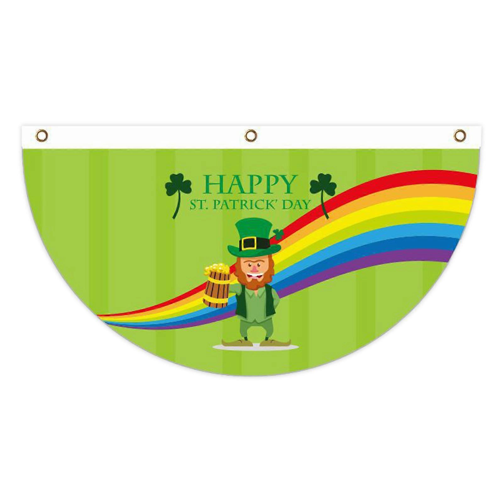 St Patrick Day Fan Flag Polyester Green 90 * 45 Cm High-quality Durable Folded,100% New