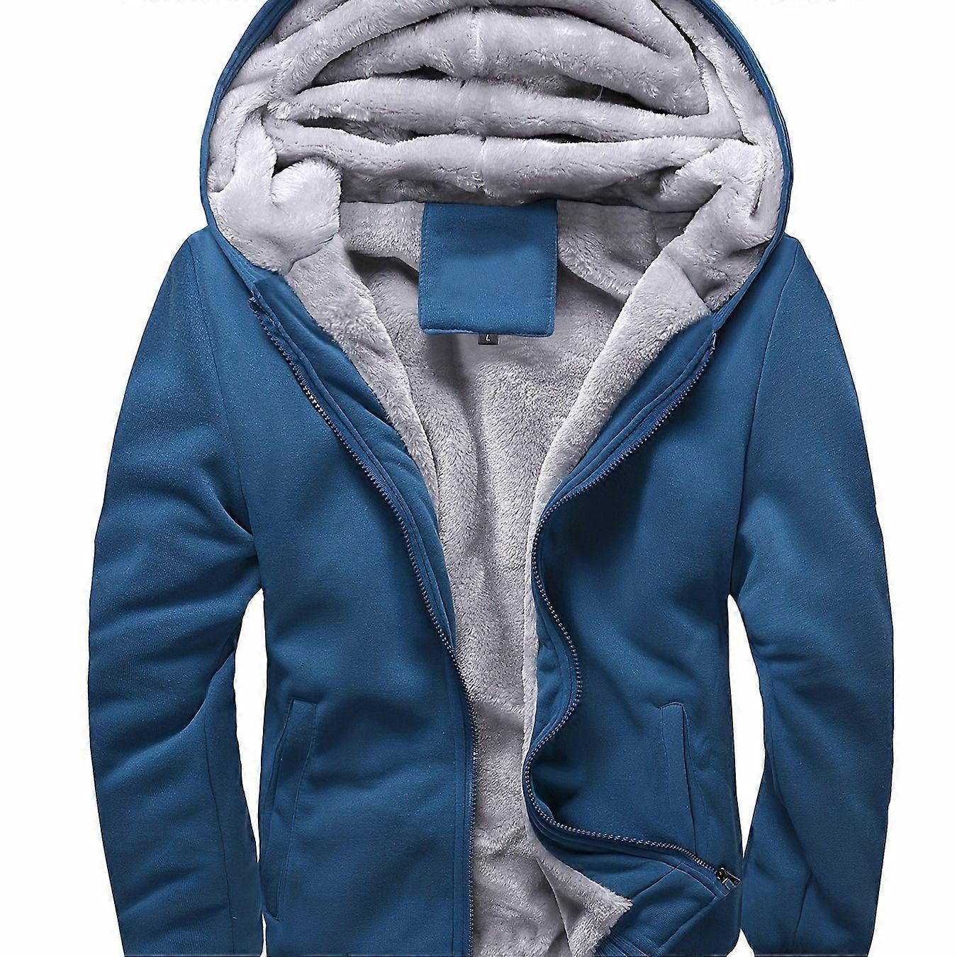 Mens Ultra-Soft Warm Fleece Hooded Jacket - Stylish Casual Stretch Zip Up Coat for Comfortable Fall Outings