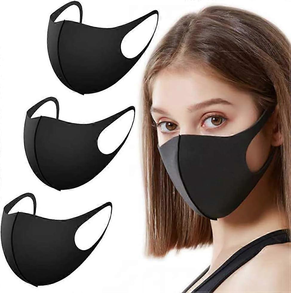 Lot de 3 masques anti-poussire, rutilisables et lavables pour l'extrieur, unisexe, pour usage personnel, couleur : noir, taille MOYENNE-PHWJ