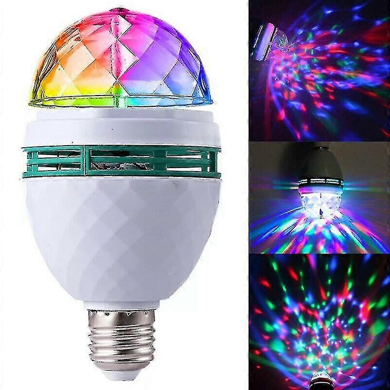 RGB LED Stage Light Bulb Lamp, 3W Automatic Rotating Crystal Ball for DJ Disco Party