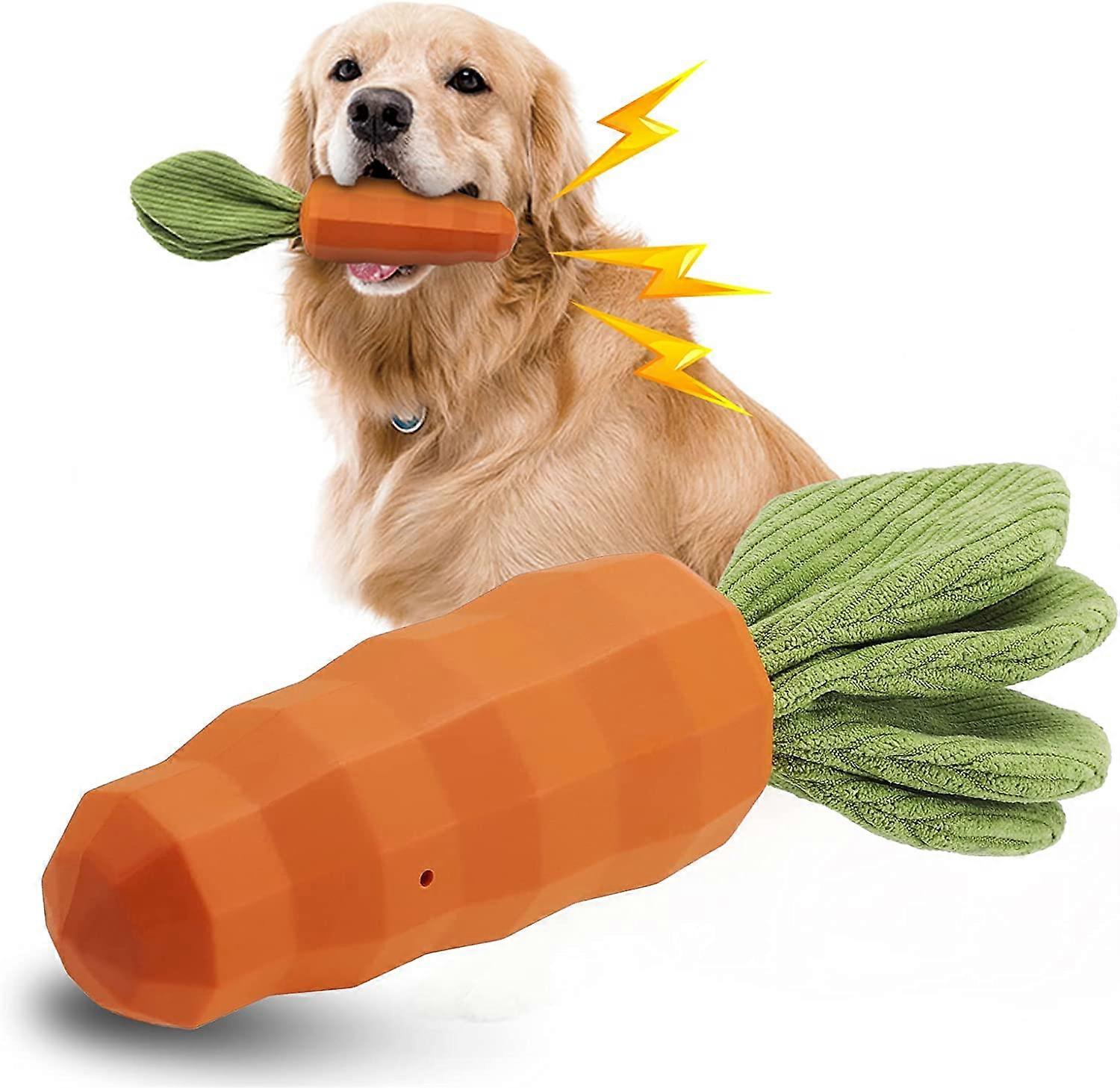 Indestructible Puppy Toys/Carrot-shaped Dog Toys For Small Dogs Dog Squeak Toys for Chew Chase & Fetch | Durable Rubber Squeaky Toys