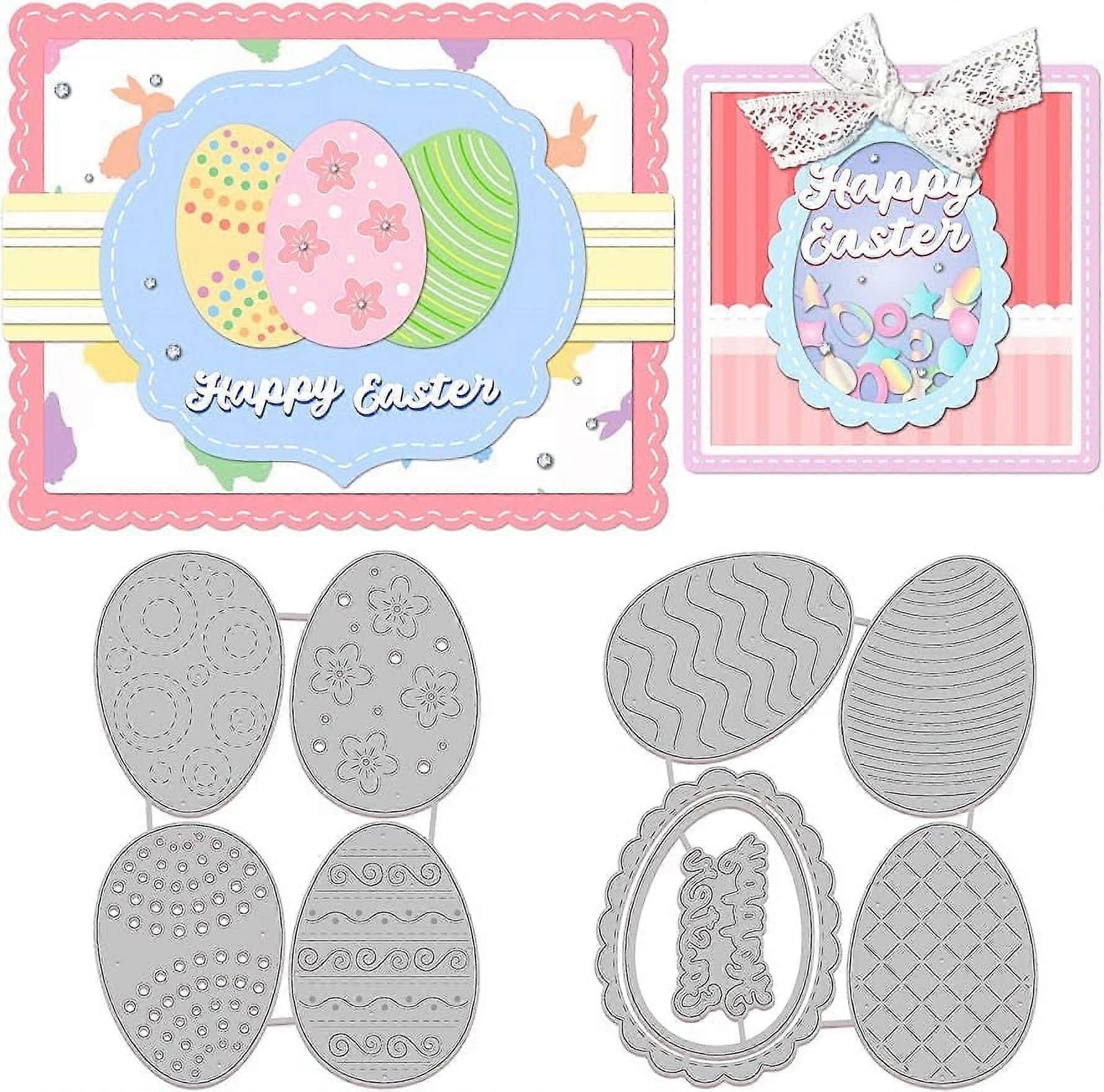 2Pcs Easter Egg Metal Die Cut Cutting Die Stencils for Easter Card Making Scrapbooking Decoration