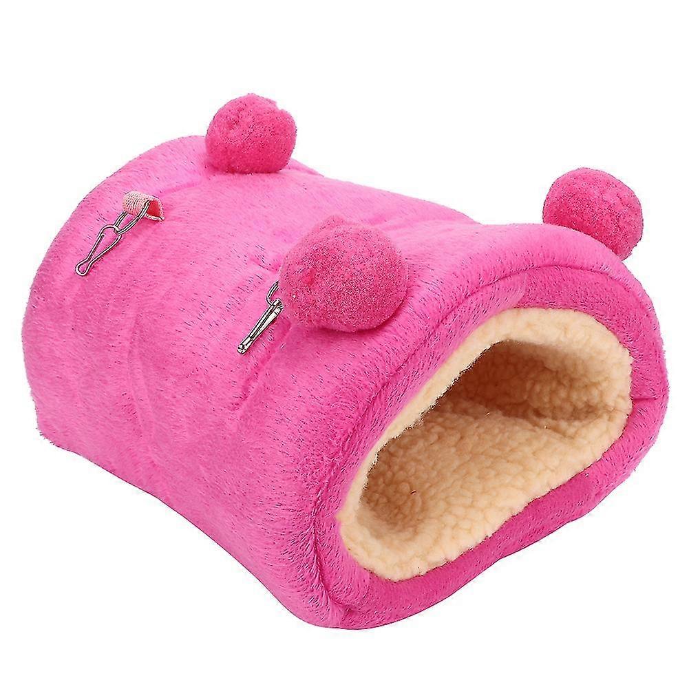 Flannelette Thicken Mini Pet Hamster Warm Hammock for Squirrel Hedgehog - Hanging Sleeping Nest House Swing Bed, Rose Red