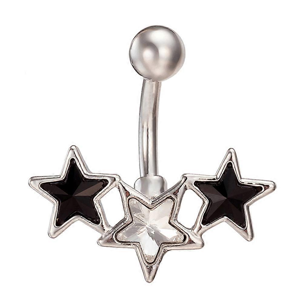 Star Navel Nail Ring Black White Double Color