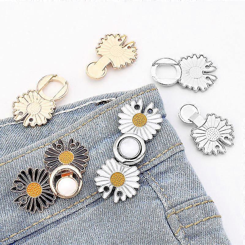 Bottoni metallici riutilizzabili, bottoni a pressione con perla, bottoni retrattili, fibbie da cucire per jeans, vestibilità perfetta, riduzione de...