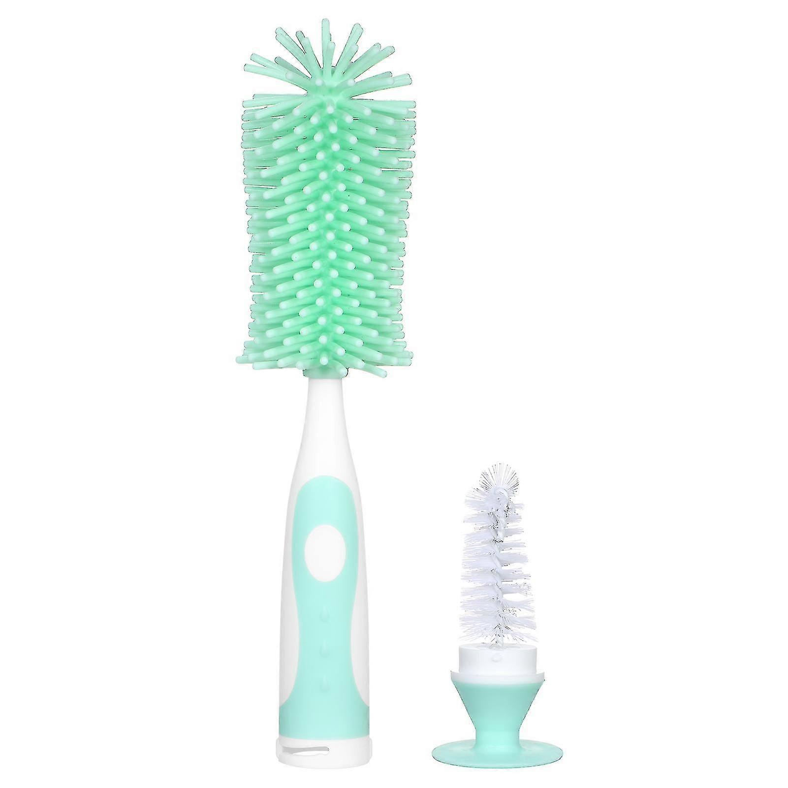 1 cepillo de biberón de silicona para bebés verde