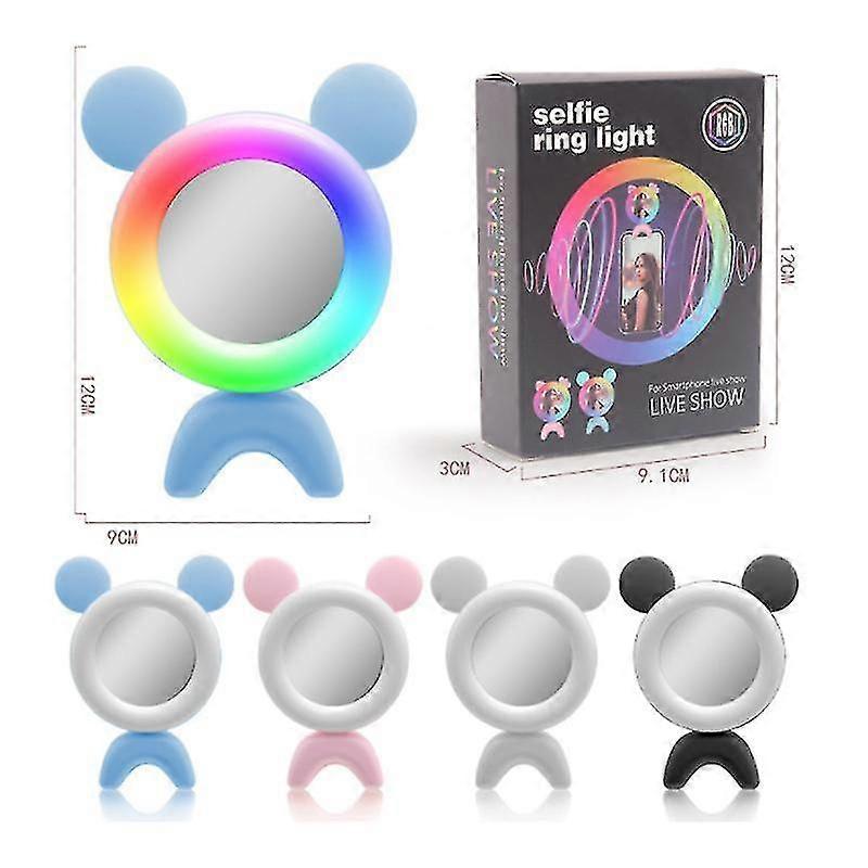 BjxyセルフリングライトRGBリングライト電話用Ledセルフランプ360度回転Tik TokビデオライトUSB充電