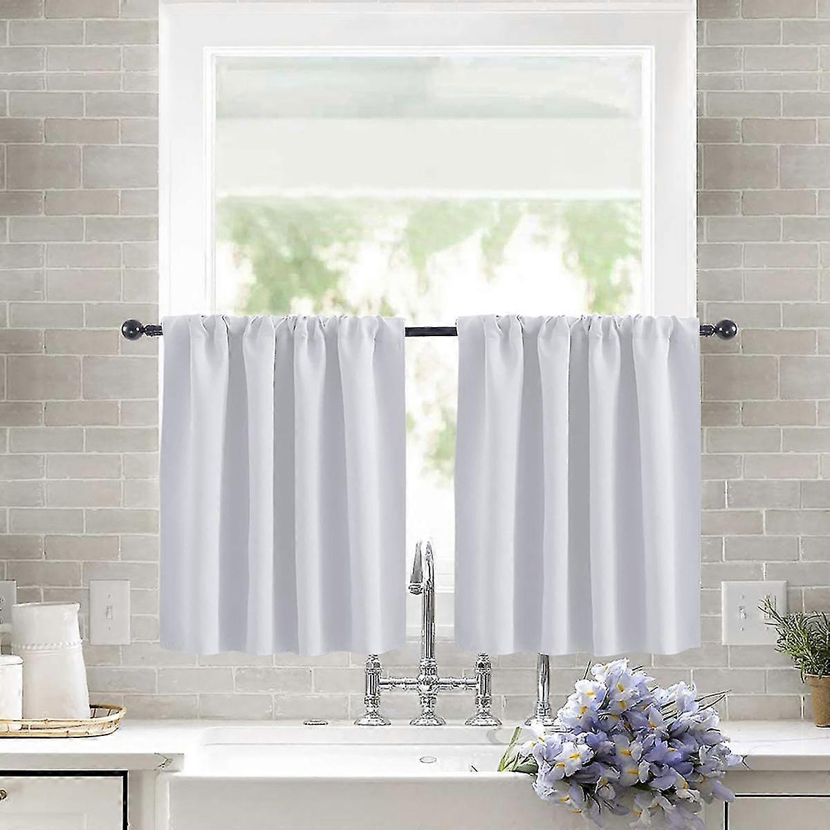 Pickluc Tenda Da Cucina Bianca Grigiastra (mezza Finestra) 61 Cm Di