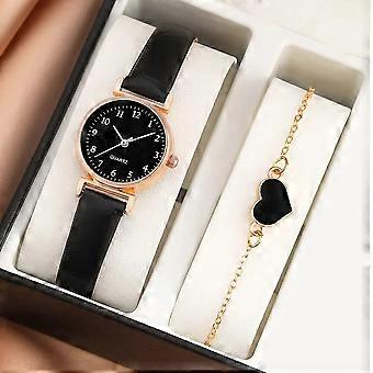 Relógio de Moda Feminino Relógios Casuais Conjunto de Couro Simples Dial Quartzo Relógios de Pulso Vestido Relógio Montre Femme