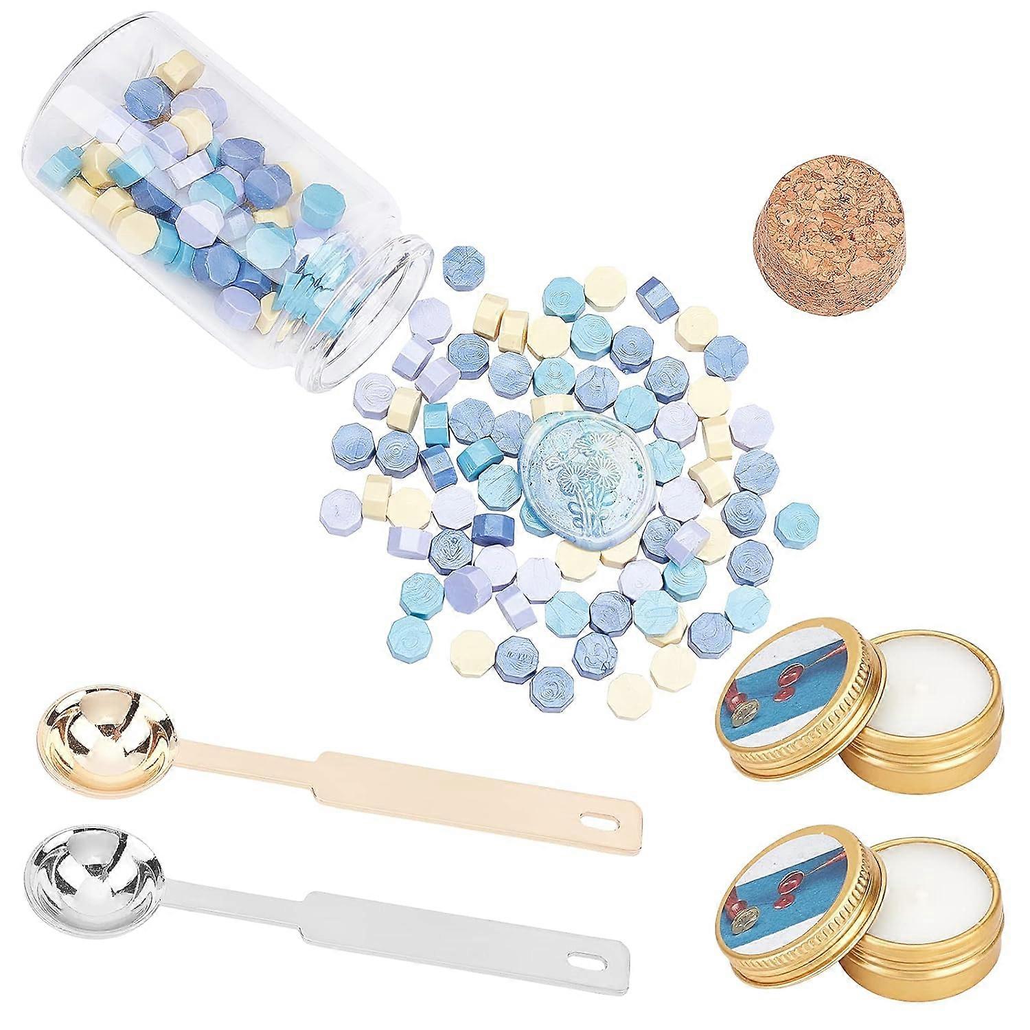 160PCS 4 Colors Sealing Wax Beads Kit with 2PCS Wax Melting Spoons 2PCS Candles Wax Seal Beads for Wax Seal Stamp Sealing Halloween Wedding Invitation