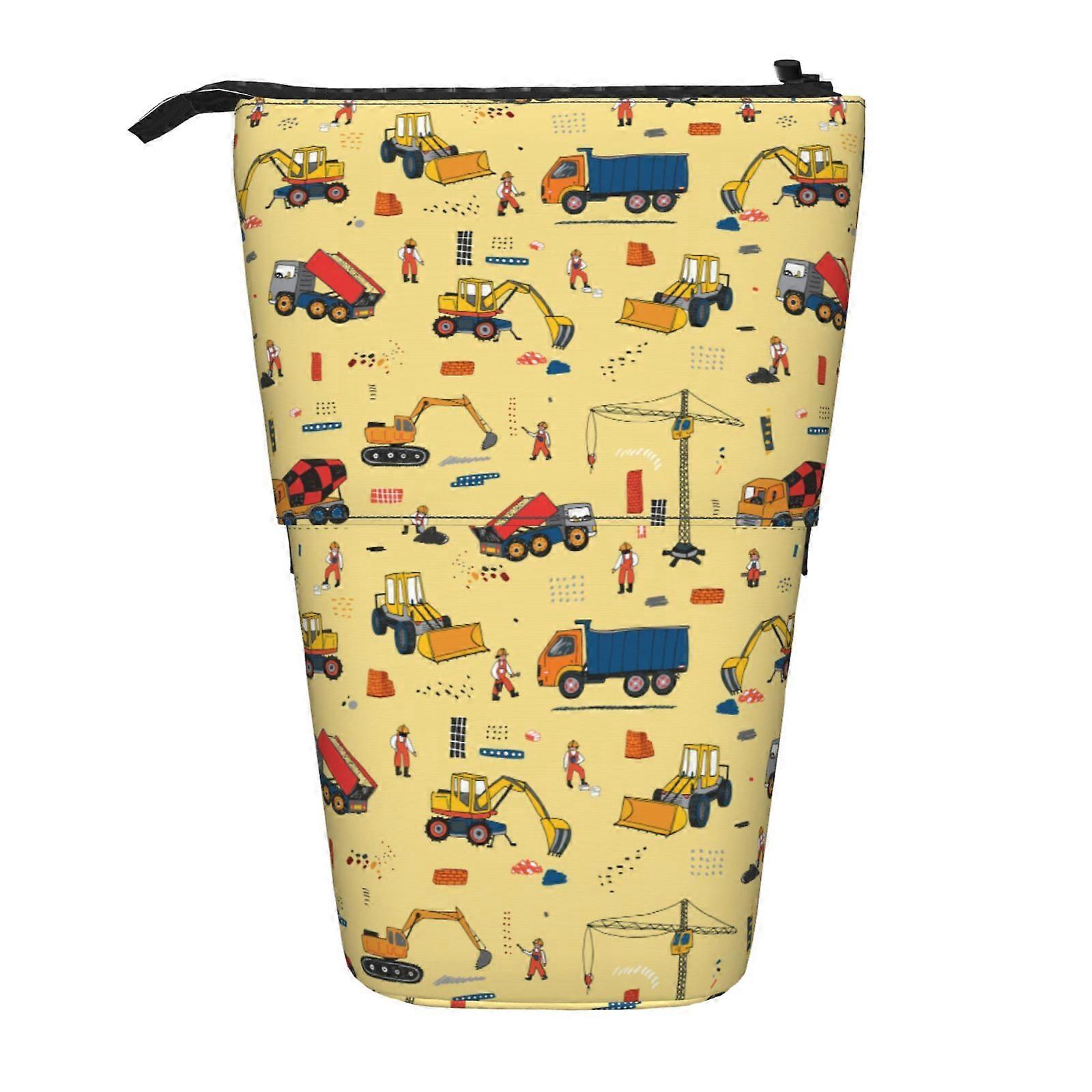 شاحنات البناء نمط مقلمة الوقوف حقيبة قلم رصاص تلسكوبي مقلمة مع سحاب حقيبة ماكياج محمولة