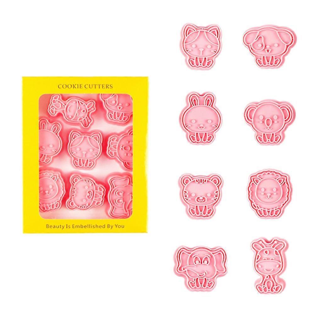 8Pcs Animal Pattern Cookie Cutters Set Plastic Cookie Stamps DIY Baking Tool