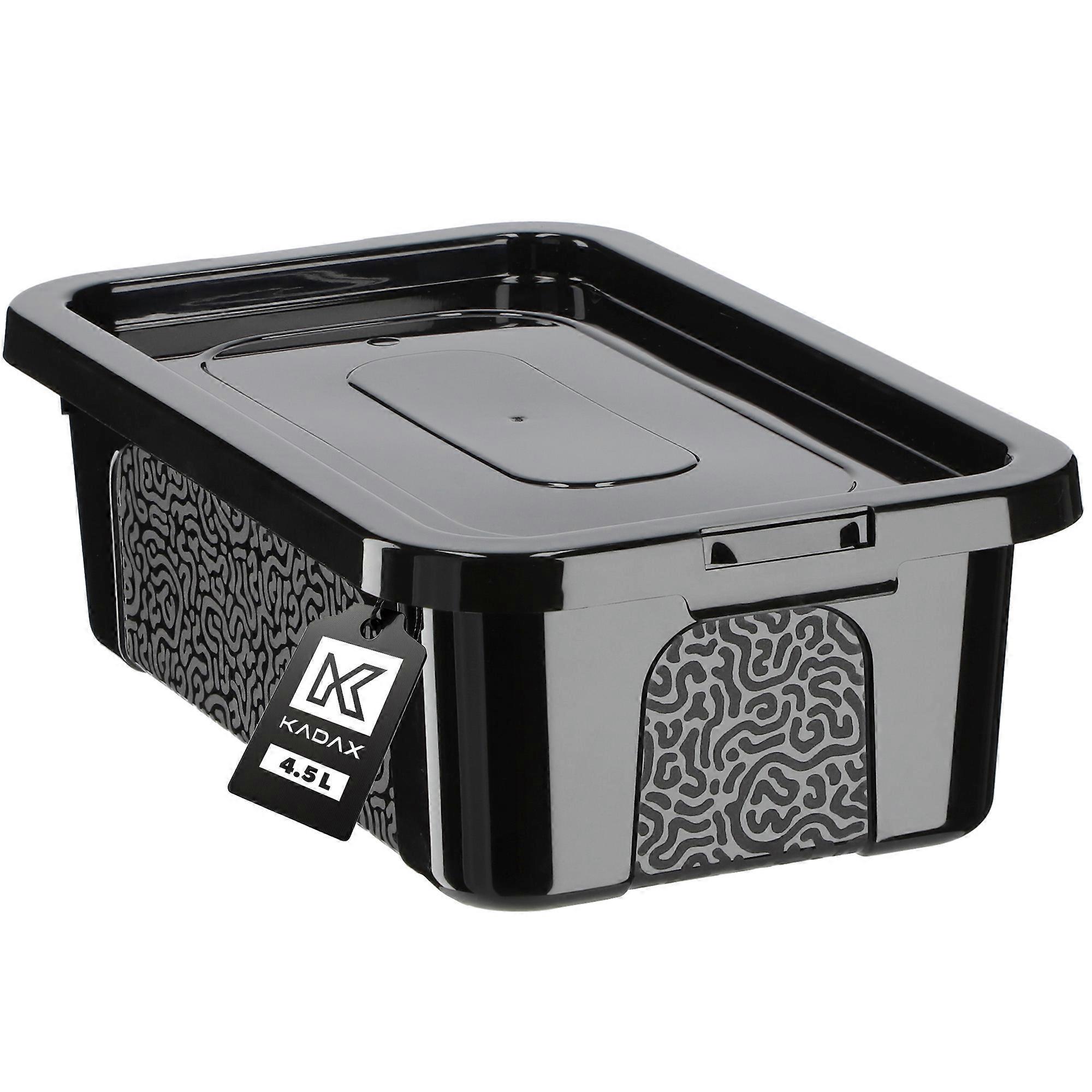 KADAX Plastic Container 4.5L with Lid Black Lockable Box Organizer