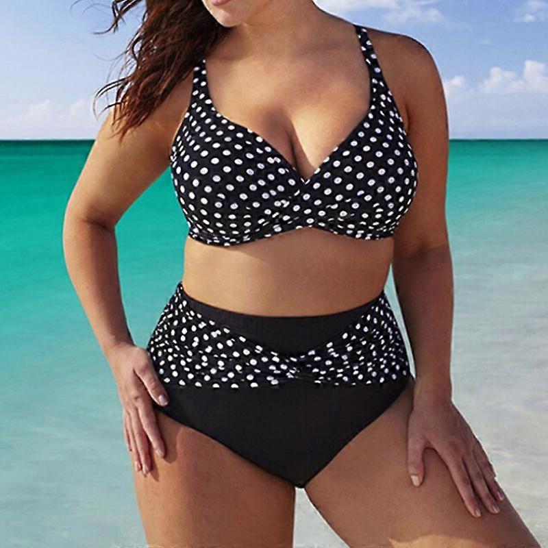 Dww-Maillot de bain Wave point noir et blanc 2 pices (convient pour buste 44cm) bikini vtements d't femmes, plage par la mer