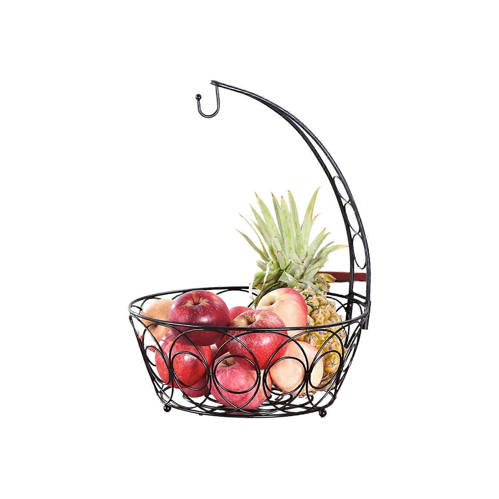 Metal Fruit Vegetable Storage Holder Display With Hanger Kitchen Countertop