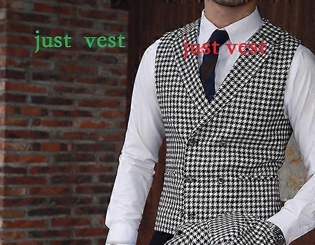 Herre Houndstooth Blazer og Houndstooth vest til Bryllup Jakkesæt Formel Tweed Tuxedos Specialfremstillede Mænd Jakkesæt Jakke + bukser + vest
