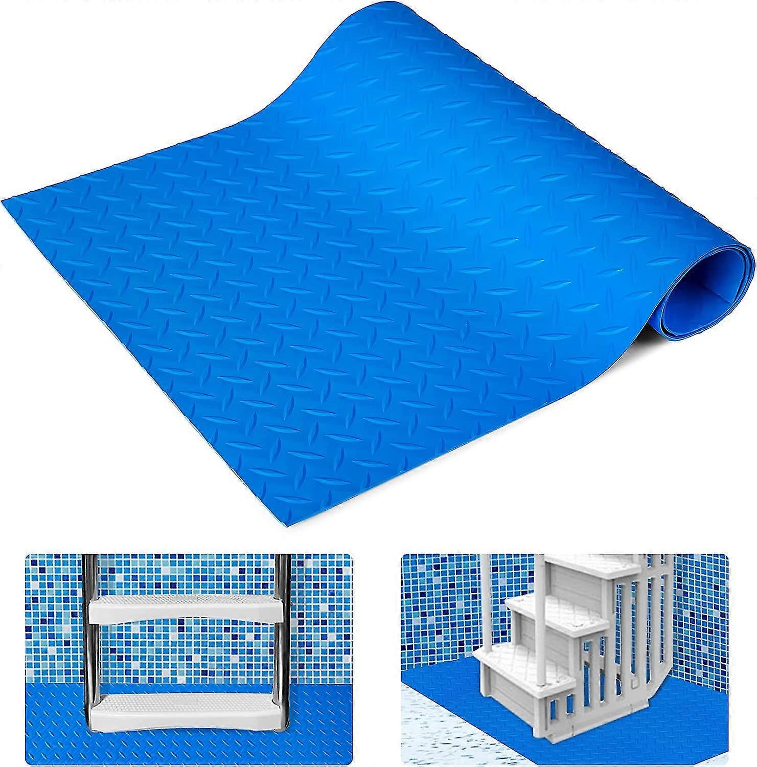 2.5mm Thickened Pool Ladder Pad - 12 Inch By 36 Inch Smming Pool Ladder Mat - Protective Pool Stair Mat For Above Ground Pool Non Slip Liner Protect