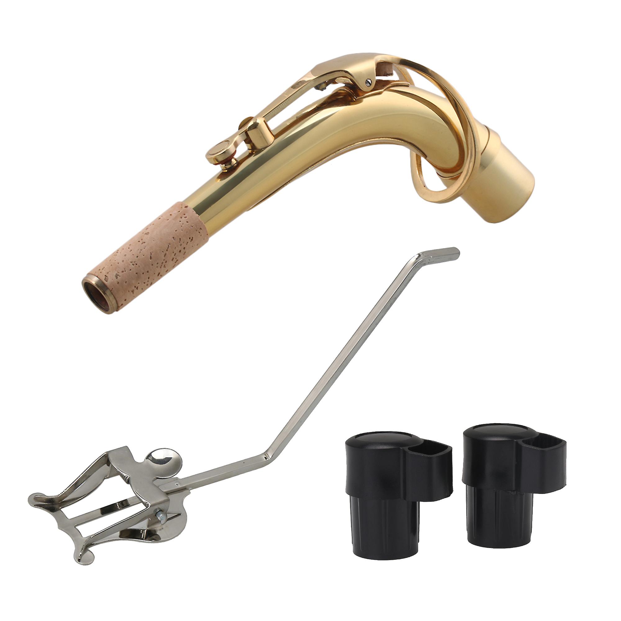 2 stuks zwarte eindplug cap & alt sax messing bocht hals & spectrum clip