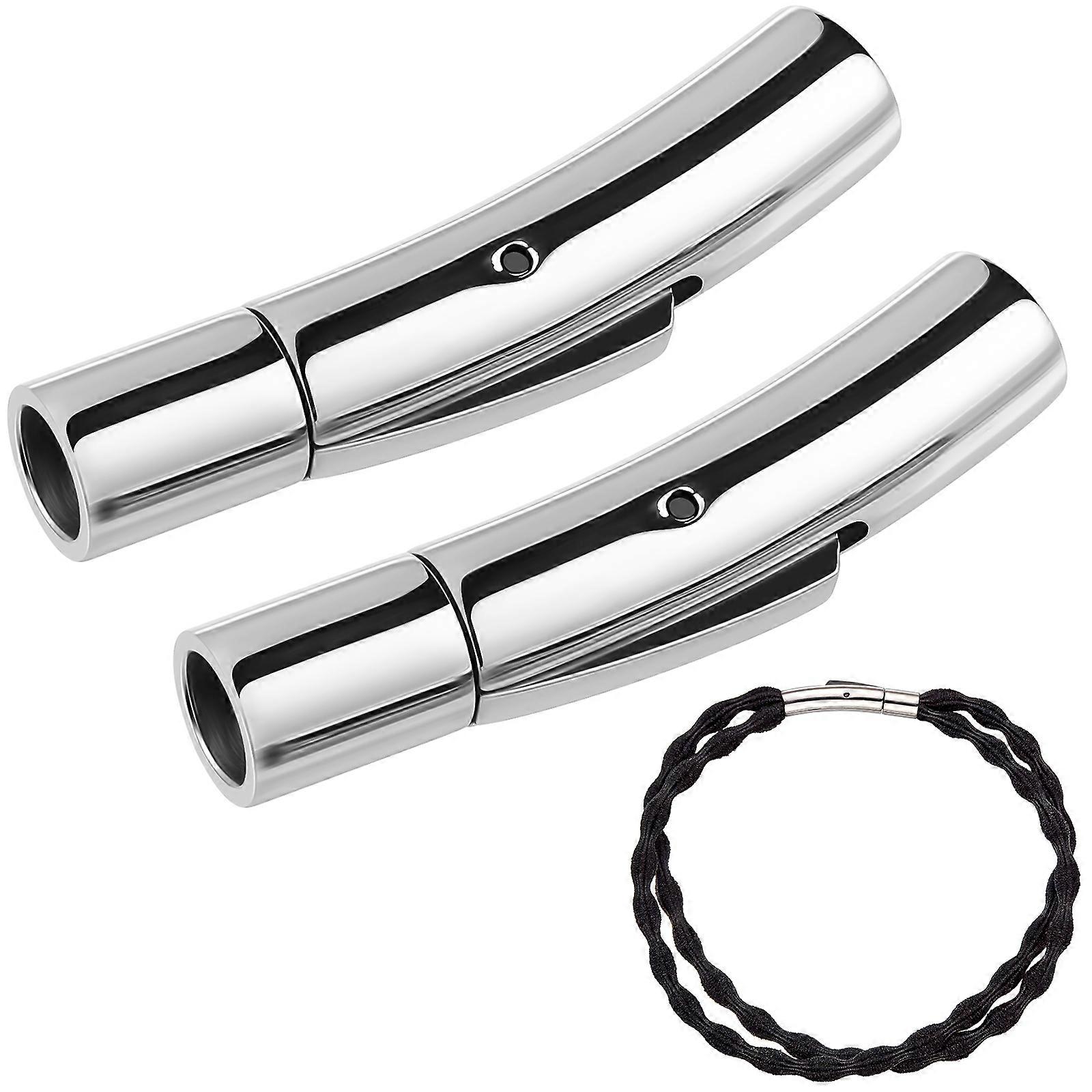2 Pcs Stainless Steel Clasps Cord Ends Fit for Diameter 4mm Round Cord for Making Bracelet