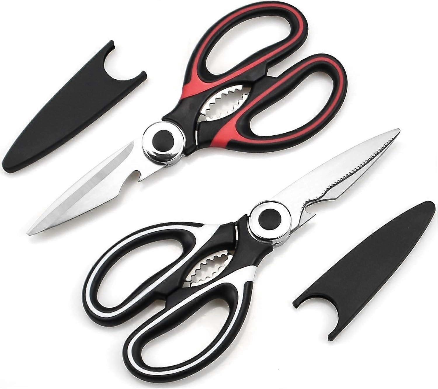 2 Pieces Kitchen Scissors, Heavy Duty Kitchen Scissors, Multipurpose Scissors with Lid for Chicken Fish Vegetables and BBQ