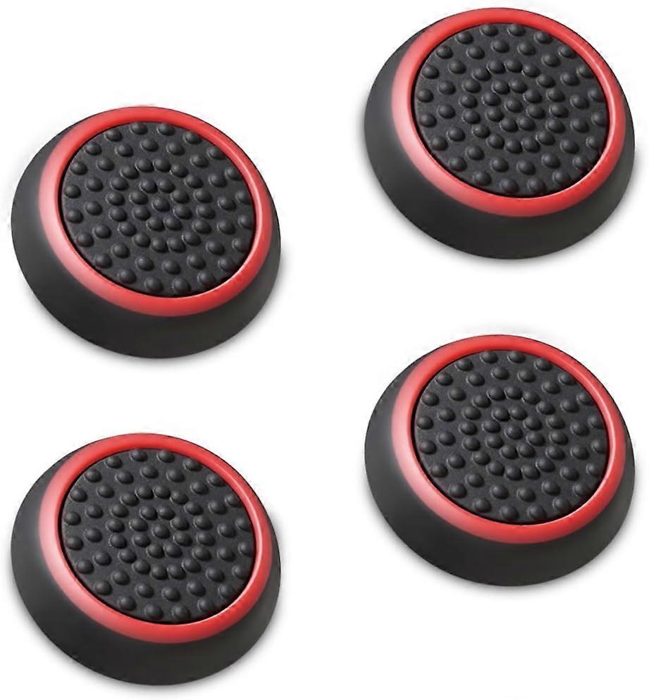 Silicone thumb stick analog controller grip cap (4 packs/2 pairs, black/red), suitable for use with PS5/PS4/PS3/PS2/Xbox 360/one/switch Pro handles, r