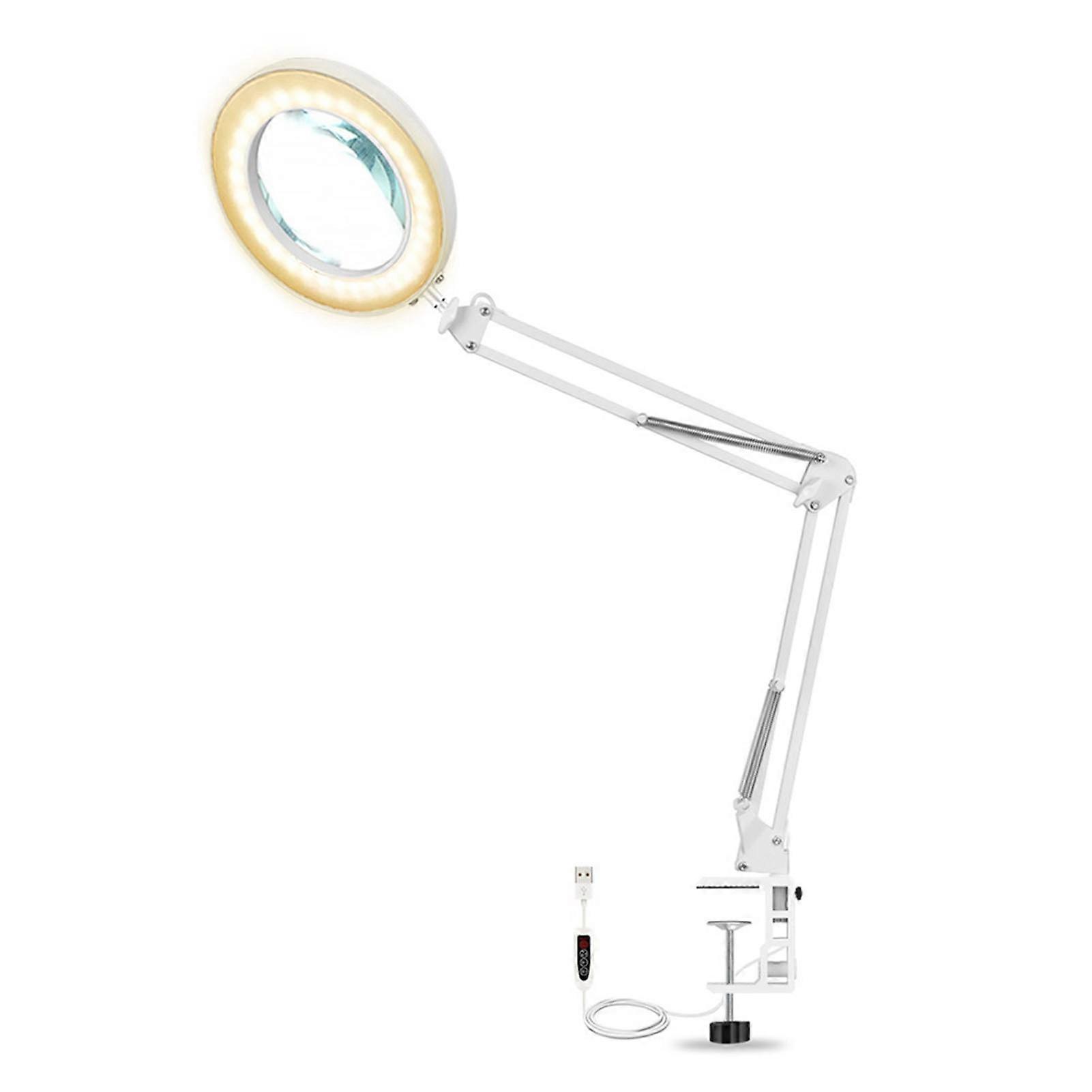 Magnifying Desk Lamp, 5X Magnification with 72 LED Beads, Dimmable Light