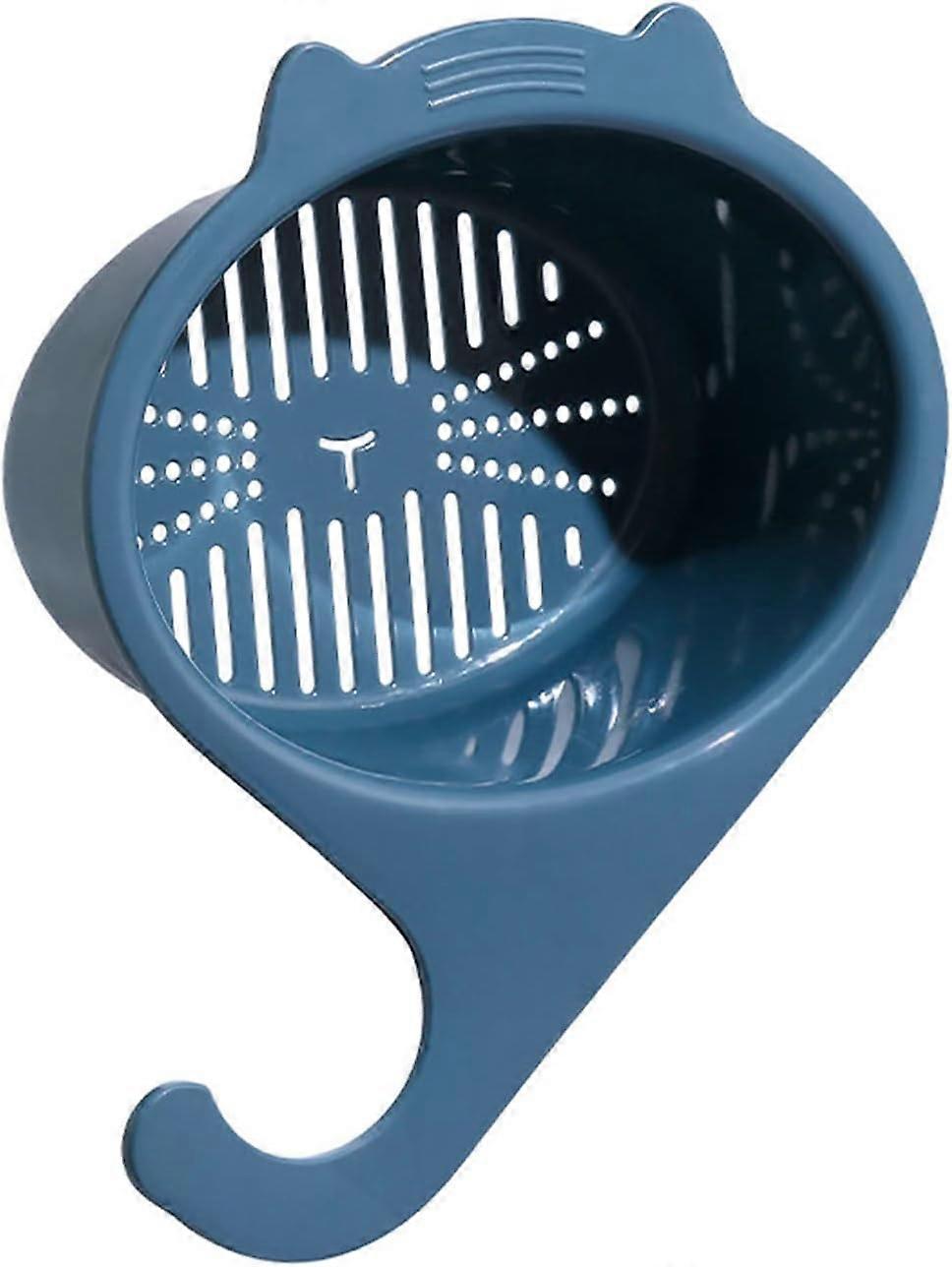 Kitchen Sink Strainers Baskets,Multi-Functional Hanging Kitchen Sink Strainer,Sink Strainers Basket with Hook for Cleaning, (Blue)